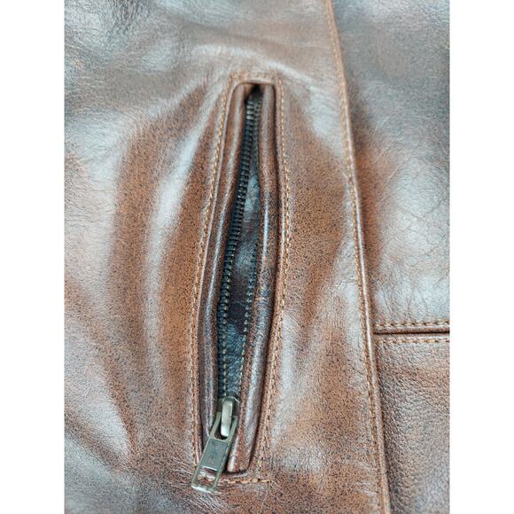 Leather Biker Vest Brown Buffalo Hide Concealed Carry Vest-Leather Supreme Sz 48 - Picture 5 of 13